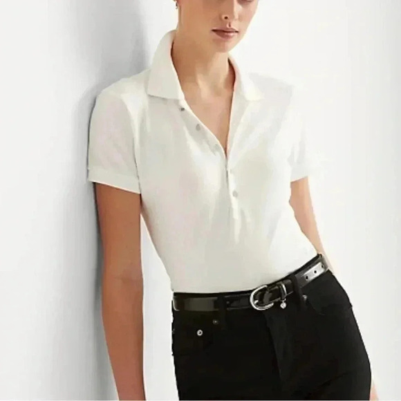 Ralph Lauren Tops - Ralph Lauren Women’s Pale Pink Polo with Gold Signature Buttons Size Medium